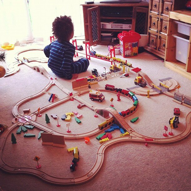 Noah's train track Noah's train track. Which he made.